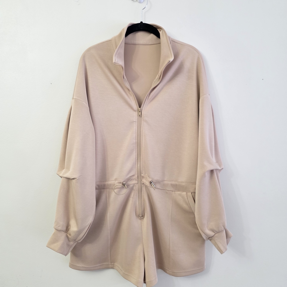 Source Unknown Khaki Zipper Jumpsuit